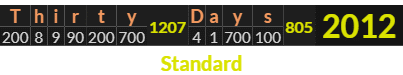 "Thirty Days" = 2012 (Standard)