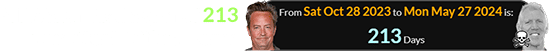 Bill Walton died a span of 213 days after Matthew Perry: