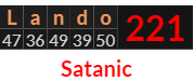 "Lando" = 221 (Satanic)