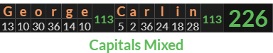 "George Carlin" = 226 (Capitals Mixed)