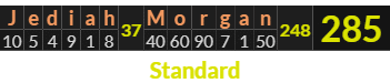 "Jediah Morgan" = 285 (Standard)