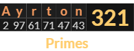 "Ayrton" = 321 (Primes)