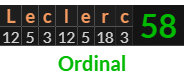 "Leclerc" = 58 (Ordinal)