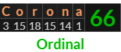 "Corona" = 66 (Ordinal)