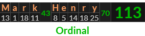 "Mark Henry" = 113 (Ordinal)