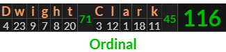 "Dwight Clark" = 116 (Ordinal)