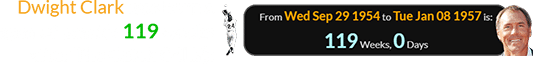 Dwight Clark was born a span of exactly 119 weeks after The Catch (MLB):
