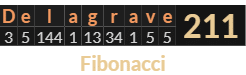 "Delagrave" = 211 (Fibonacci)