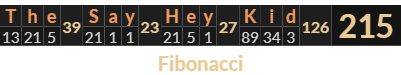 "The Say Hey Kid" = 215 (Fibonacci)