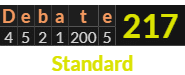 "Debate" = 217 (Standard)