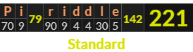 "Pi riddle" = 221 (Standard)