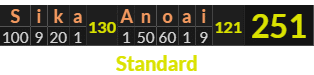 "Sika Anoai" = 251 (Standard)