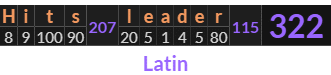 "Hits leader" = 322 (Latin)