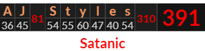 "AJ Styles" = 391 (Satanic)