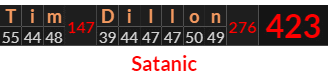 "Tim Dillon" = 423 (Satanic)