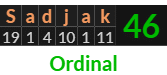 "Sadjak" = 46 (Ordinal)