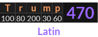 "Trump" = 470 (Latin)