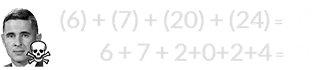 (6) + (7) + (20) + (24) = 57 and 6 + 7 + 2+0+2+4 = 21
