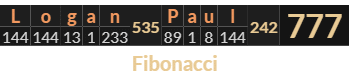 "Logan Paul" = 777 (Fibonacci)