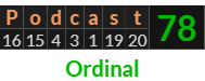 "Podcast" = 78 (Ordinal)