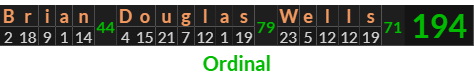 "Brian Douglas Wells" = 194 (Ordinal)