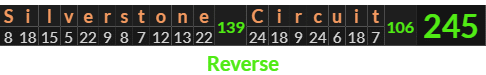 "Silverstone Circuit" = 245 (Reverse)