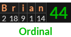 "Brian" = 44 (Ordinal)