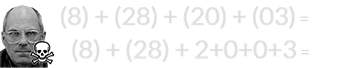 (8) + (28) + (20) + (03) = 59 and (8) + (28) + 2+0+0+3 = 41