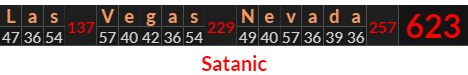 "Las Vegas Nevada" = 623 (Satanic)