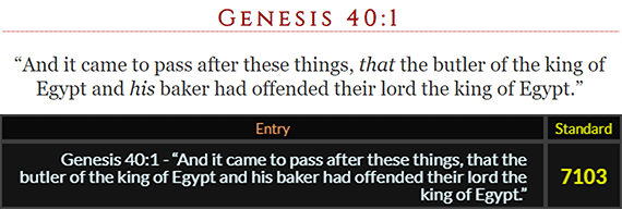 Genesis 40:1 “And it came to pass after these things, that the butler of the king of Egypt and his baker had offended their lord the king of Egypt.”