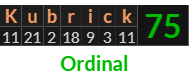 "Kubrick" = 75 (Ordinal)