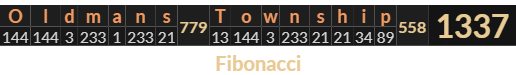 "Oldmans Township" = 1337 (Fibonacci)