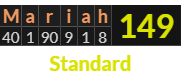 "Mariah" = 149 (Standard)