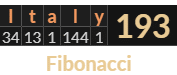 "Italy" = 193 (Fibonacci)