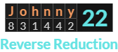 "Johnny" = 22 (Reverse Reduction)