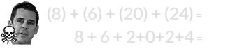 (8) + (6) + (20) + (24) = 58 and 8 + 6 + 2+0+2+4 = 22