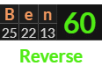 "Ben" = 60 (Reverse)