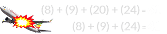 (8) + (9) + (20) + (24) = 61 and (8) + (9) + (24) = 41