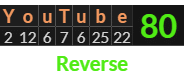 "YouTube" = 80 (Reverse)