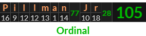 "Pillman Jr" = 105 (Ordinal)