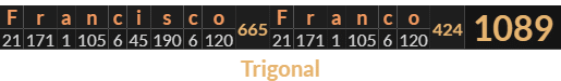 "Francisco Franco" = 1089 (Trigonal)