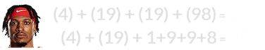 (4) + (19) + (19) + (98) = 140 and (4) + (19) + 1+9+9+8 = 50