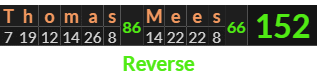 "Thomas Mees" = 152 (Reverse)