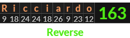 "Ricciardo" = 163 (Reverse)