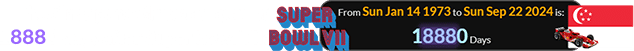 The Singapore GP was a span of 18880 days after Super Bowl VII: