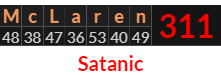 "McLaren" = 311 (Satanic)