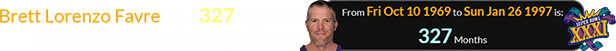 Brett Lorenzo Favre was 327 months old when he won the Super Bowl: