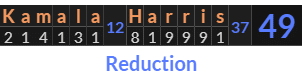 "Kamala Harris" = 49 (Reduction)