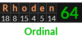 "Rhoden" = 64 (Ordinal)