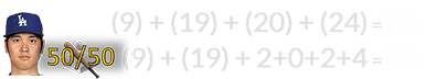 (9) + (19) + (20) + (24) = 72 and (9) + (19) + 2+0+2+4 = 36